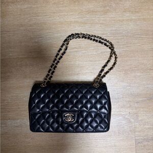 CHANEL Black Quilted Lambskin Shoulder Bag and Tan Large Shoulder bag
